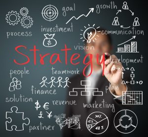 business man writing business strategy concept
